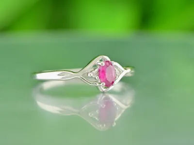 Silver Ring with Ruby