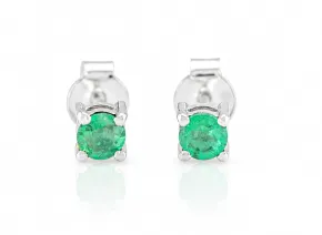 Silver Emerald Stud Earrings 4 mm