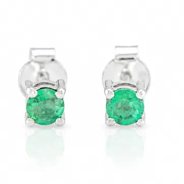 Silver Emerald Stud Earrings 4 mm