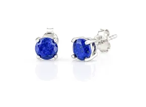 Silver Lapis Lazuli Stud Earrings 5mm