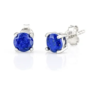 Silver Lapis Lazuli Stud Earrings 5mm