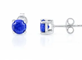 Silver Lapis Lazuli Stud Earrings 5mm