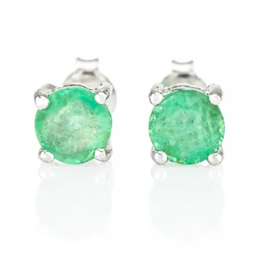 Silver Emerald Stud Earrings 5 mm