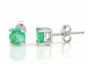 Silver Emerald Stud Earrings 5 mm