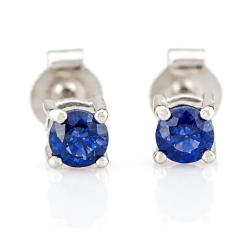 Silver Blue Sapphire Stud Earrings 4 mm