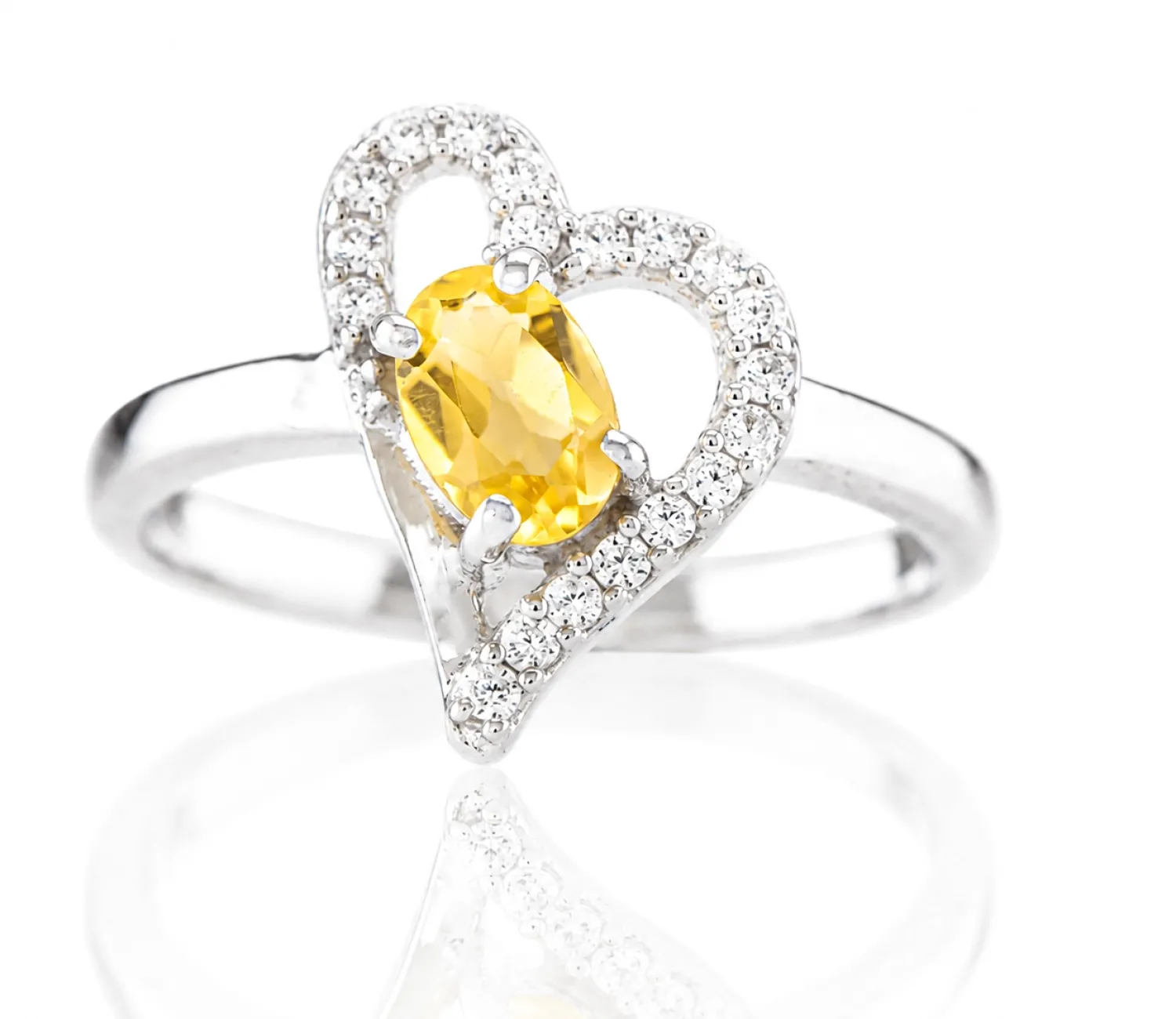 Silver Ring with Natural Citrine