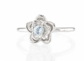 Silver Ring with Natural Aquamarine