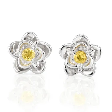 Silver Earrings with Citrines