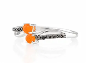 Silver ring with natural fire opal