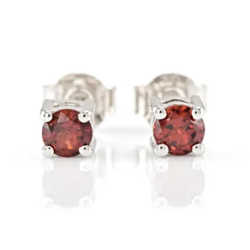 Silver Garnet Stud Earrings