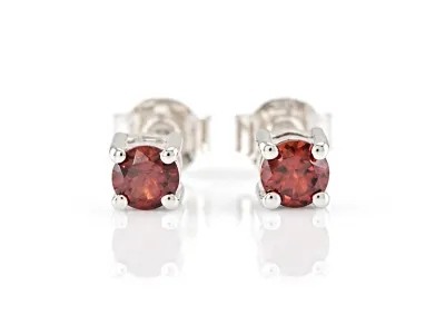Silver Garnet Stud Earrings