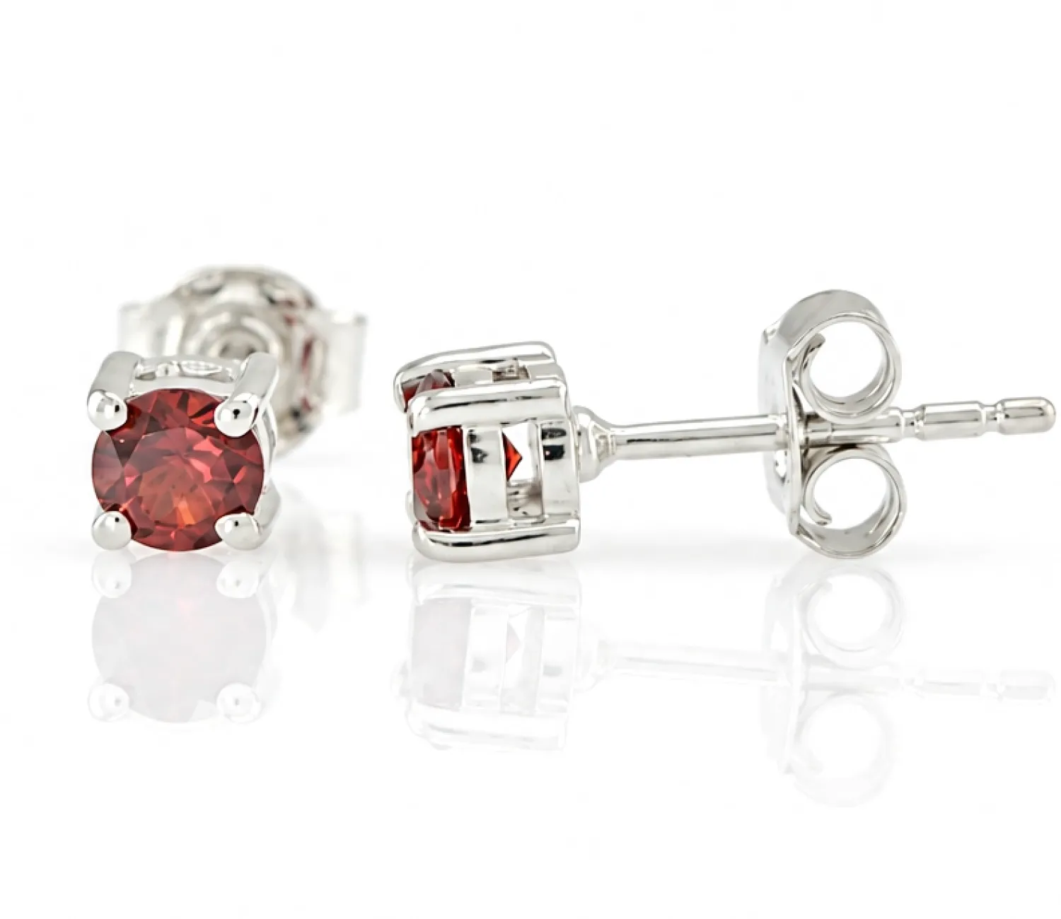 Silver Garnet Stud Earrings