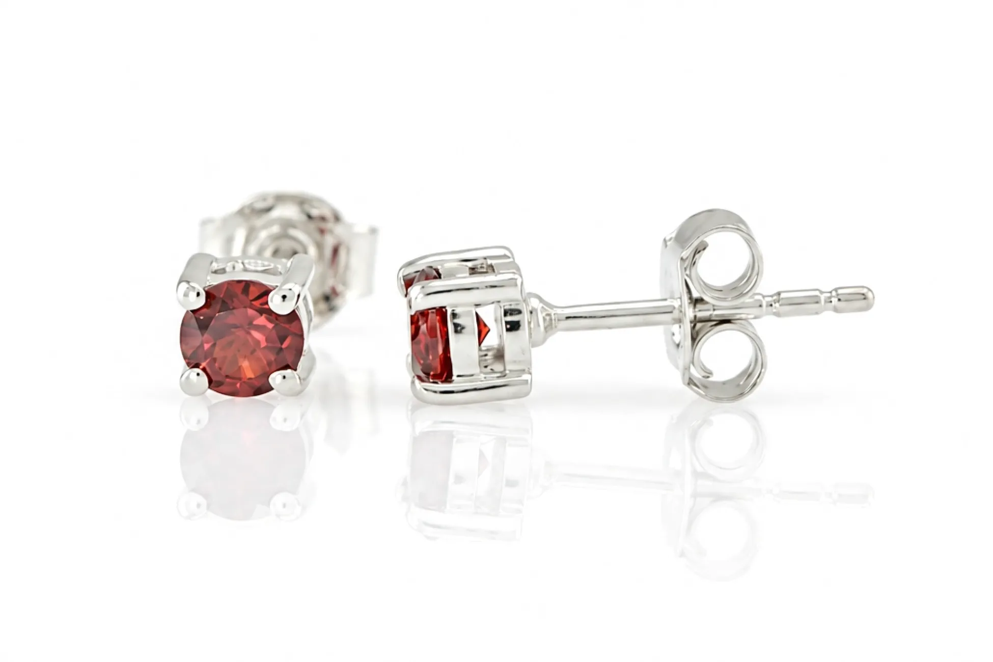 Silver Garnet Stud Earrings