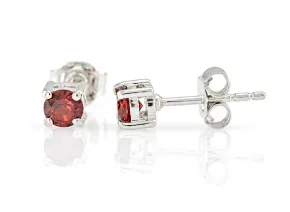 Silver Garnet Stud Earrings