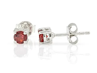 Silver Garnet Stud Earrings
