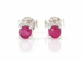 Silver Ruby Stud Earrings