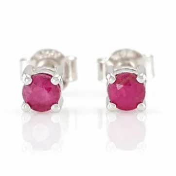Silver Ruby Stud Earrings