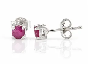 Silver Ruby Stud Earrings