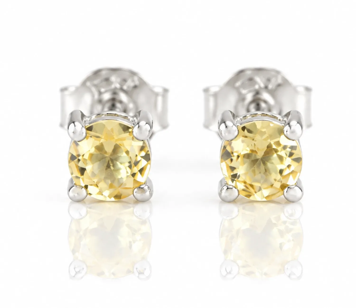 Silver Stud Earrings with Natural Chrysoberyl