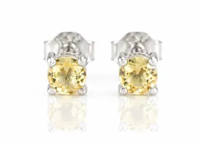 Silver Stud Earrings with Natural Chrysoberyl