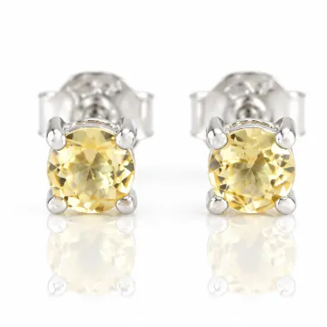Silver Stud Earrings with Natural Chrysoberyl