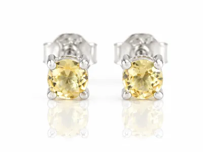 Silver Stud Earrings with Natural Chrysoberyl