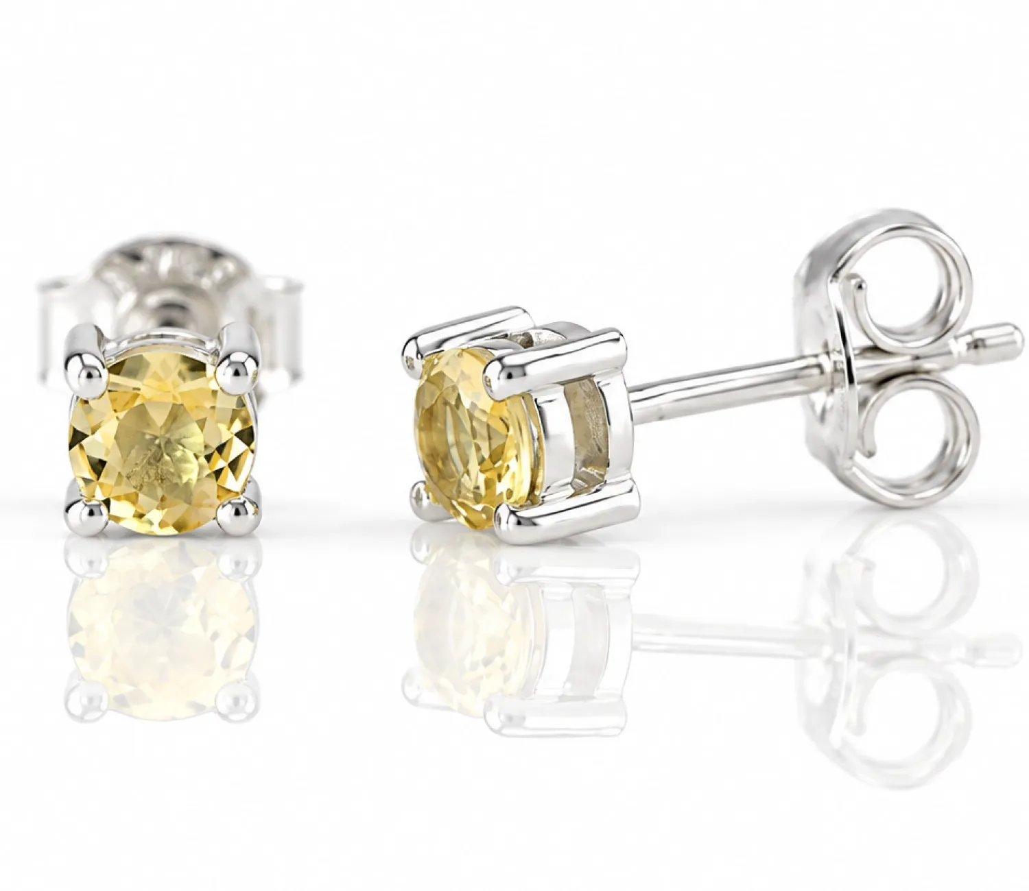 Silver Stud Earrings with Natural Chrysoberyl