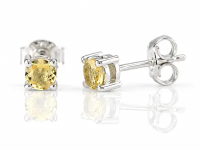 Silver Stud Earrings with Natural Chrysoberyl