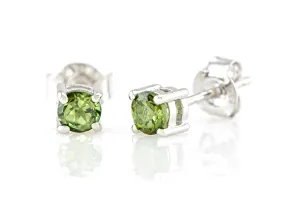 Silver Earrings with Natural Moldavite