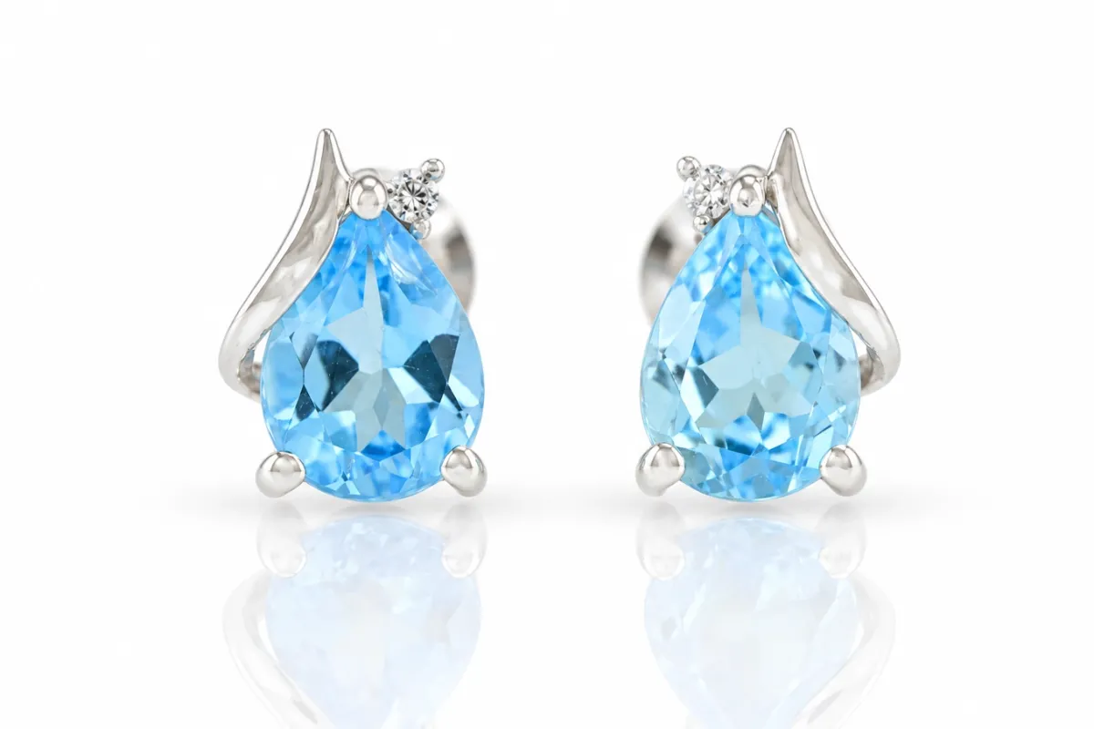Silver Earrings with Blue Topaz