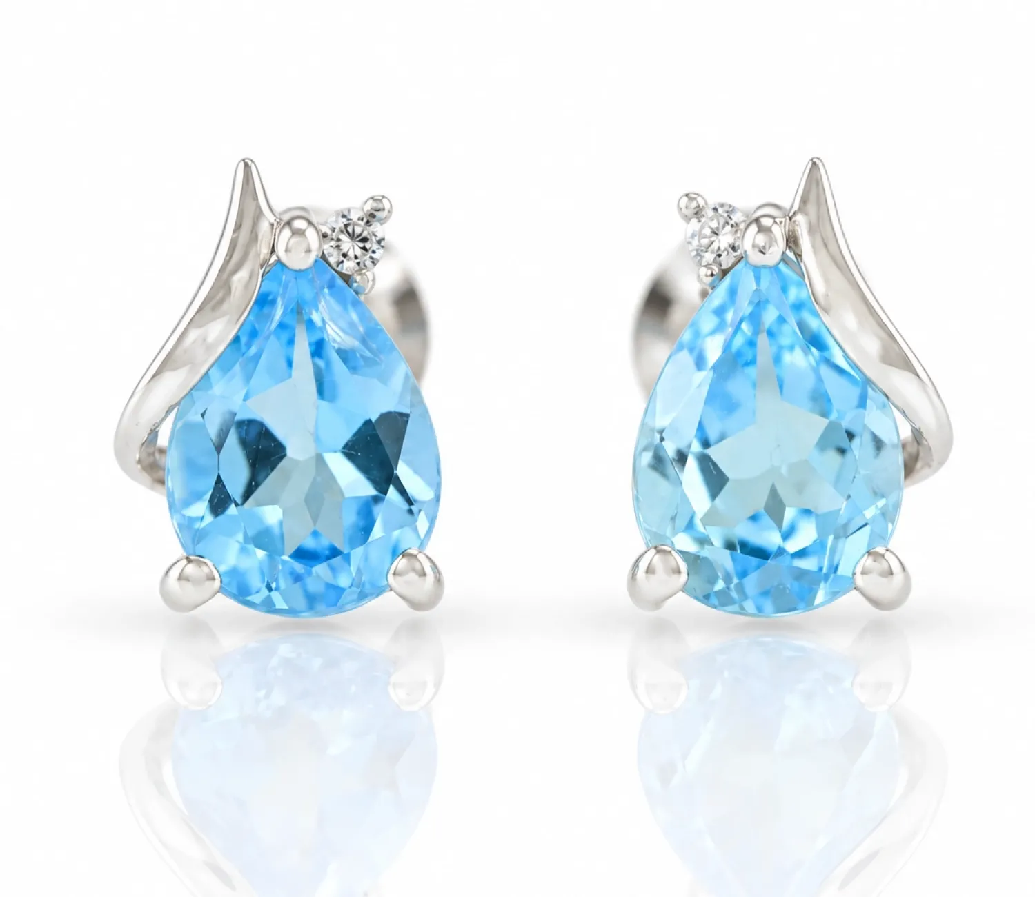 Silver Earrings with Blue Topaz
