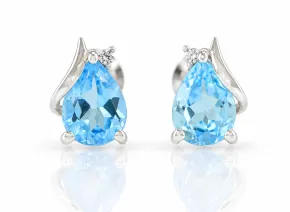 Silver Earrings with Blue Topaz