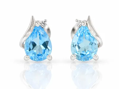 Silver Earrings with Blue Topaz
