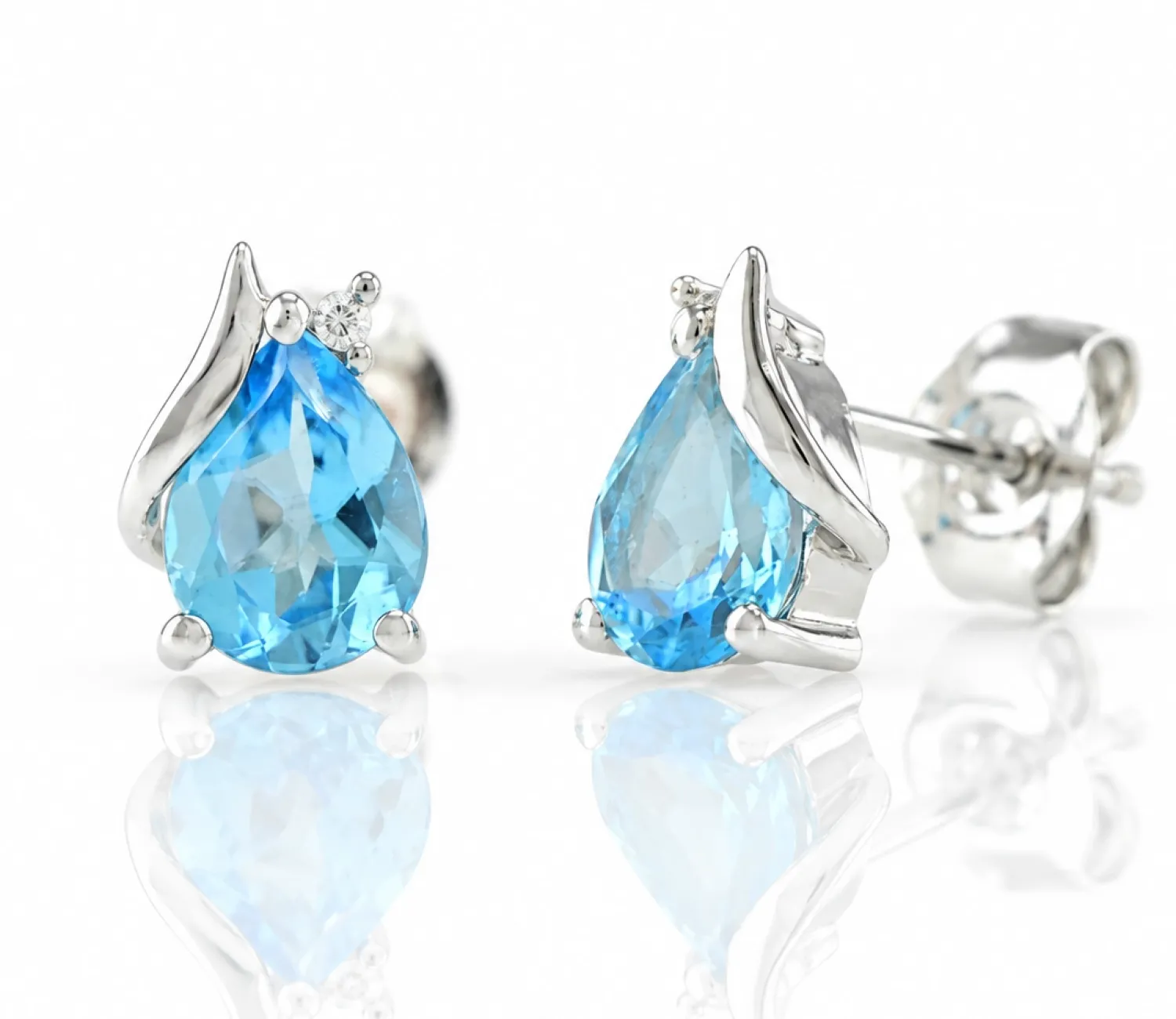 Silver Earrings with Blue Topaz