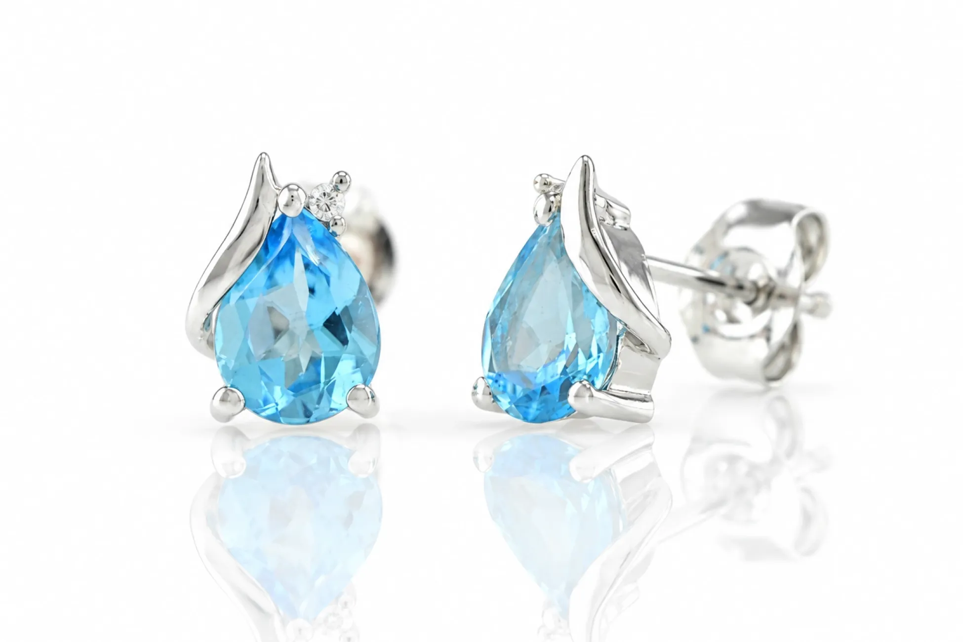 Silver Earrings with Blue Topaz