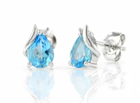 Silver Earrings with Blue Topaz