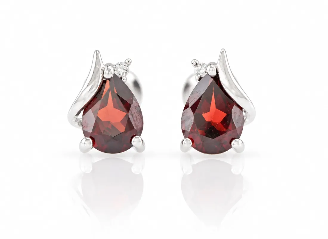 Silver Garnet Earrings