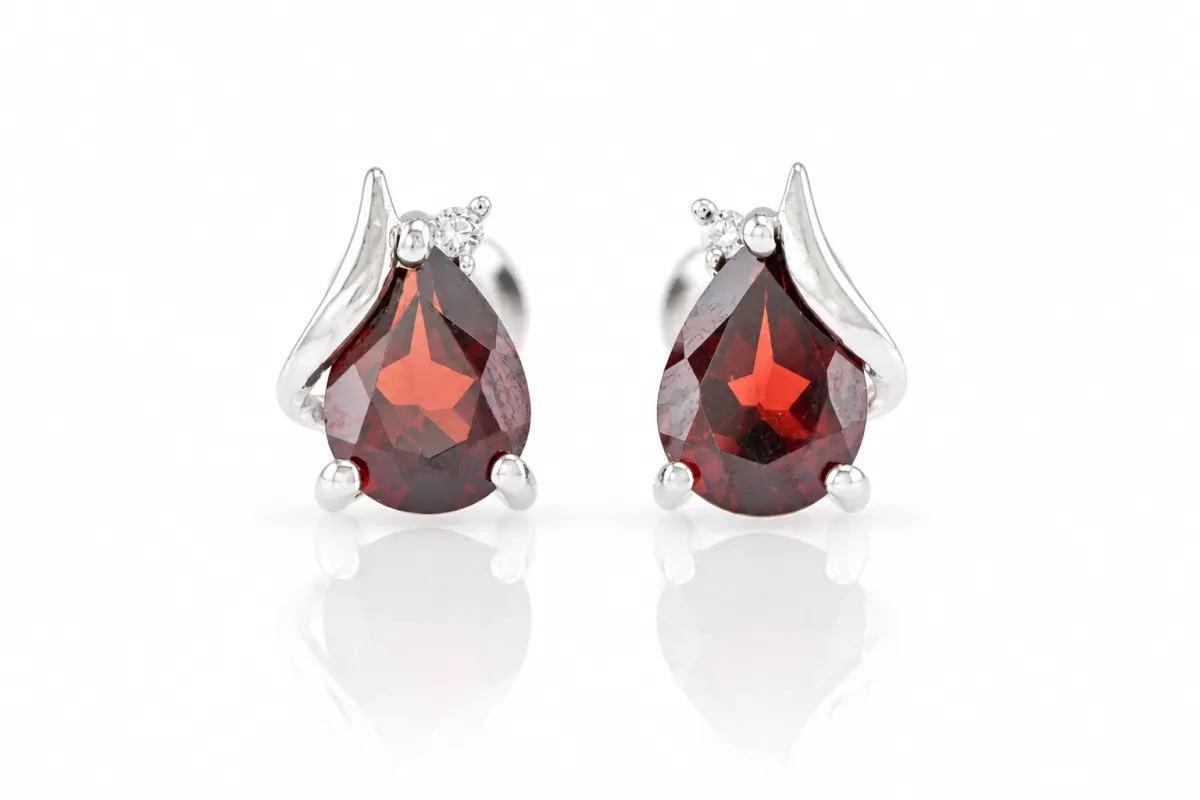 Silver Garnet Earrings