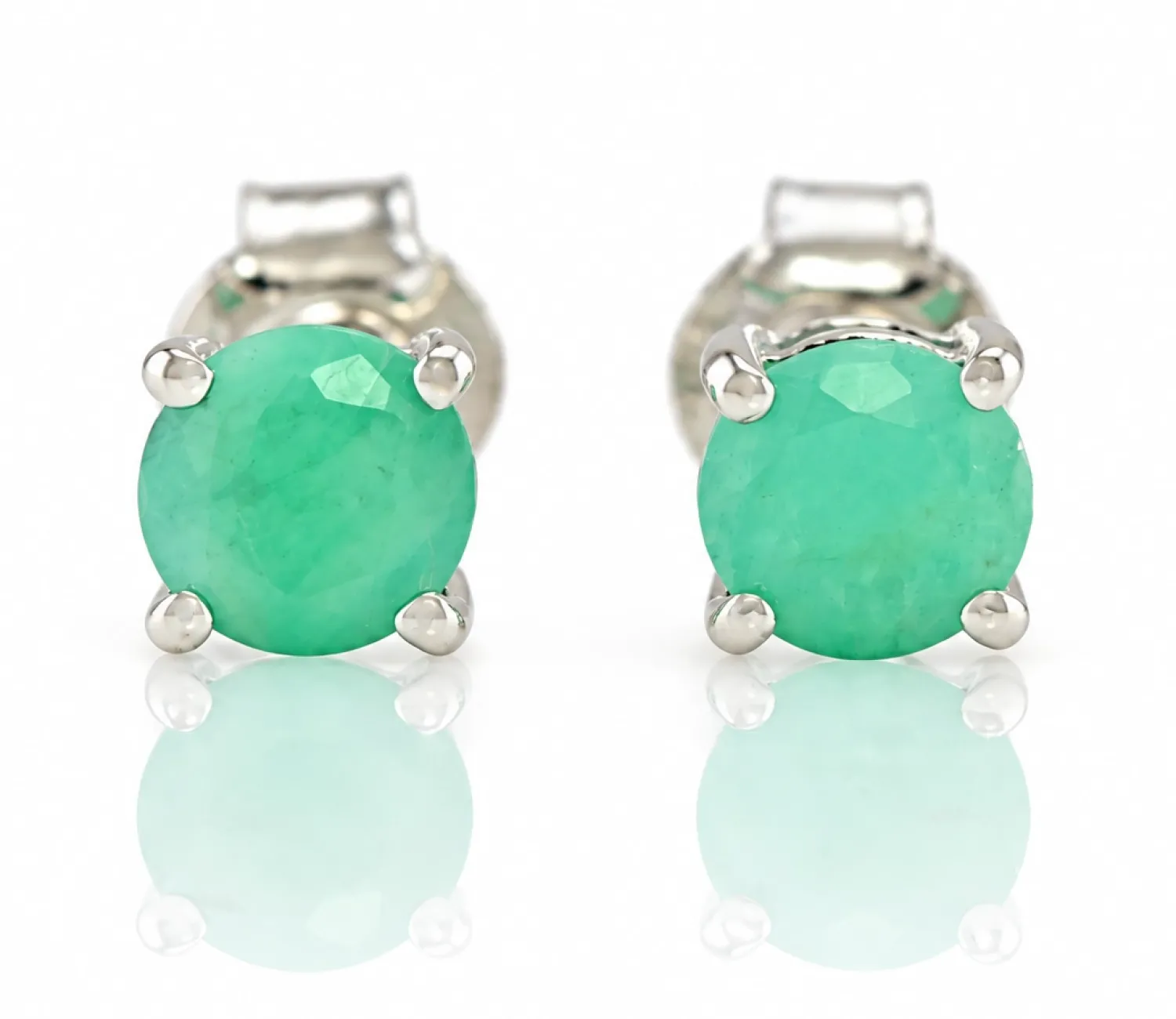 Silver Earrings with Natural Emerald