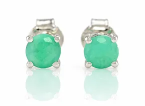 Silver Earrings with Natural Emerald