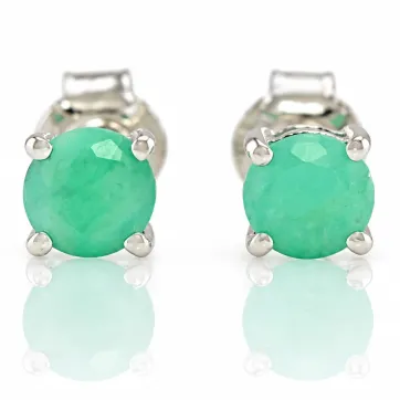 Silver Earrings with Natural Emerald