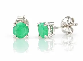 Silver Earrings with Natural Emerald