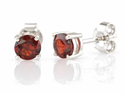 Silver Earrings with Garnet