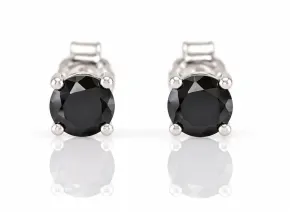 Silver Earrings with Natural Black Tourmaline