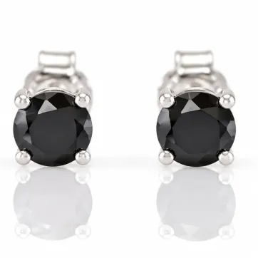 Silver Earrings with Natural Black Tourmaline