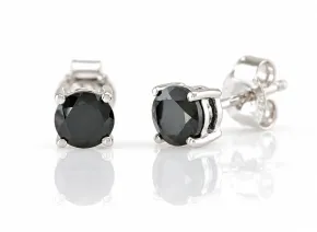 Silver Earrings with Natural Black Tourmaline