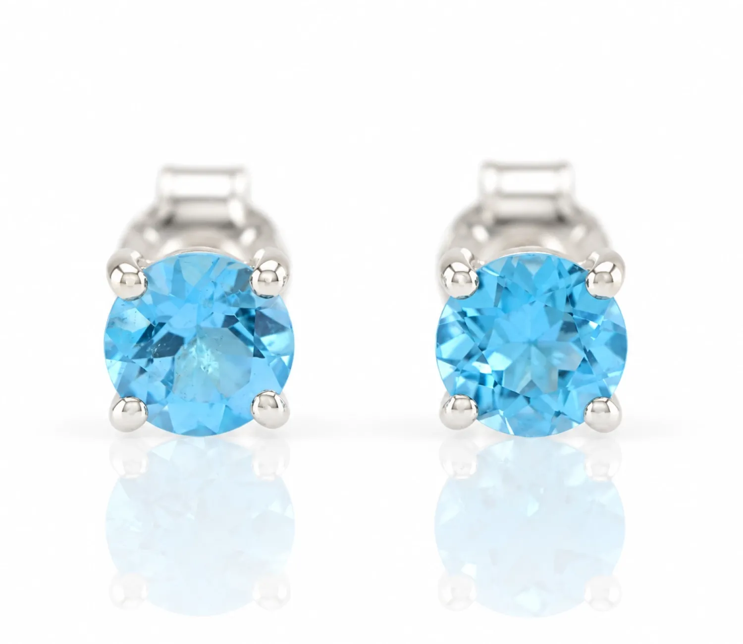 Silver Earrings with Natural Blue Topaz "Swiss Blue"