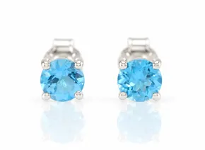 Silver Earrings with Natural Blue Topaz "Swiss Blue"
