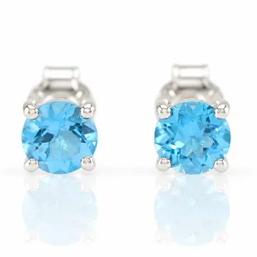 Silver Earrings with Natural Blue Topaz "Swiss Blue"