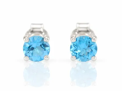 Silver Earrings with Natural Blue Topaz "Swiss Blue"